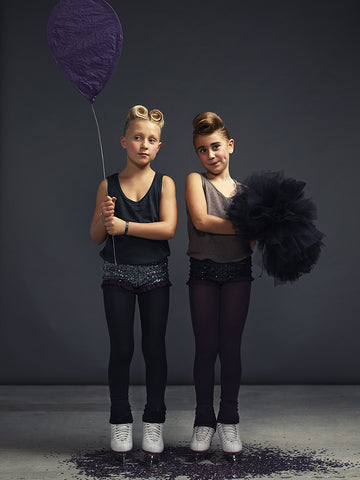 Culotte short de patinage artistique à paillettes et tulle froncé